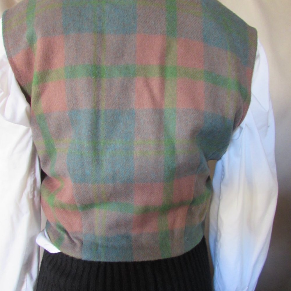SALE Vintage Plaid Short Jacket & Weskit Vest - Picture 6 of 10